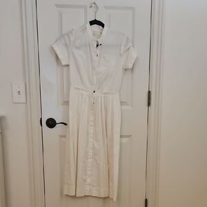 Chic Cream Button-Front Midi Dress